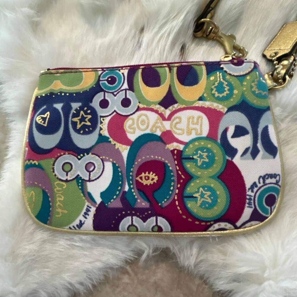COACH Poppy Graffiti Wristlet